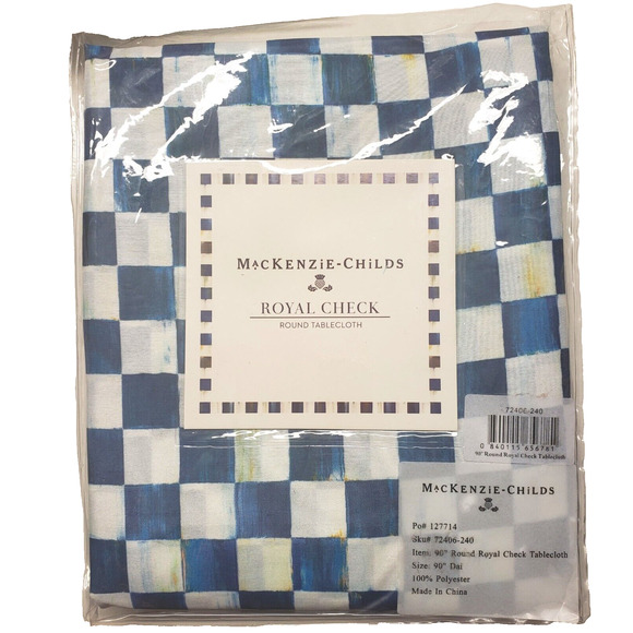 MacKenzie Childs Royal Check Round Tablecloth 90" - Picture 1 of 4
